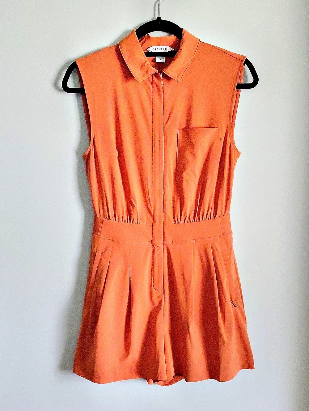 Athleta Brooklyn Utility Romper Sporty Athleisure Active Casual Orange Zip Up 2